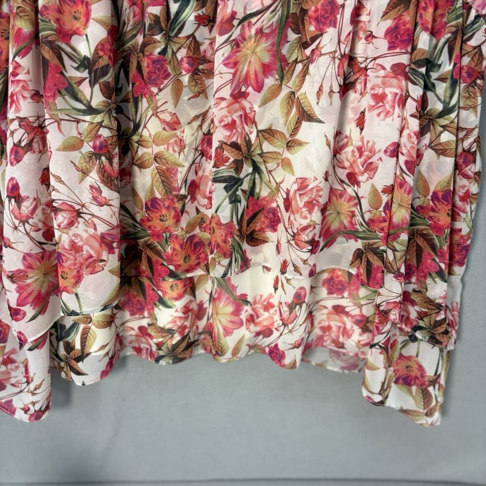 Gianni Bini Chiffon V Neck Shift Dress Wava Sz Medium Poppy Floral Print, Boho‎ - Picture 4 of 15